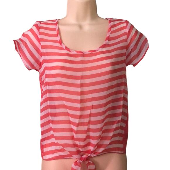 Wet Seal Chiffon & Lace Sheer Blouse NWT Size Small Striped Sheer Pullover Y2K - Picture 1 of 6